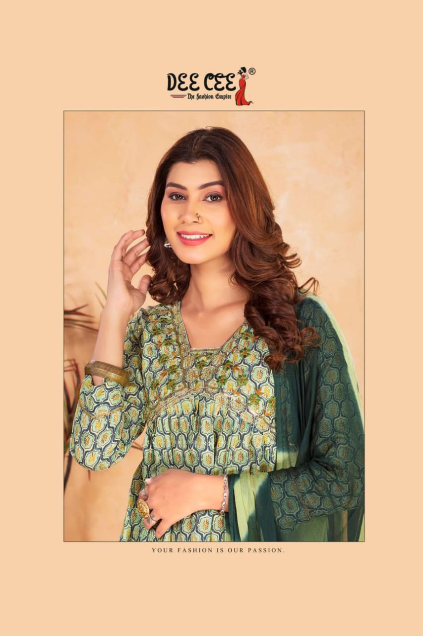 Nathalia By Dee Cee Printed Anarkali Kurti With Bottom Dupatta Exporters in India